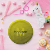 Gelbes dunkles Omergeometrie-Maschenmuster Monogra Pappteller (Party)