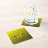 Gelbes dunkles Omergeometrie-Maschenmuster Monogra Rechteckiger Pappuntersetzer (Vor Ort)