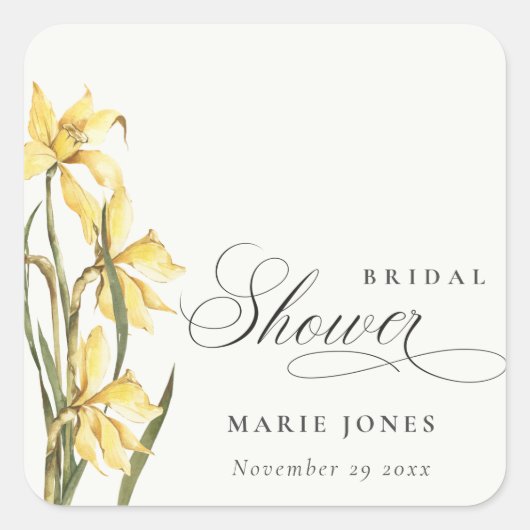 Gelbes düsterfarbenes Brautparty Quadratischer Aufkleber (Vorderseite)