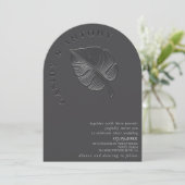 Gelbes, einfaches, geprägtes tropisches Blatt Einladung (Stehend Vorderseite)