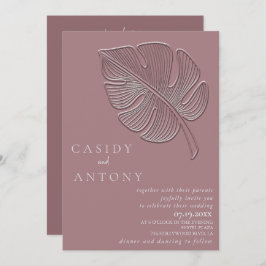 Gelbes, einfaches, geprägtes tropisches Blatt Einladung