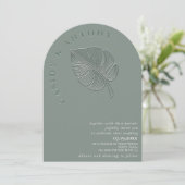 Gelbes, einfaches, geprägtes tropisches Blatt Einladung (Stehend Vorderseite)