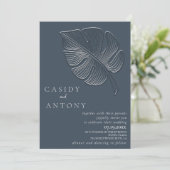 Gelbes, einfaches, geprägtes tropisches Blatt Einladung (Stehend Vorderseite)