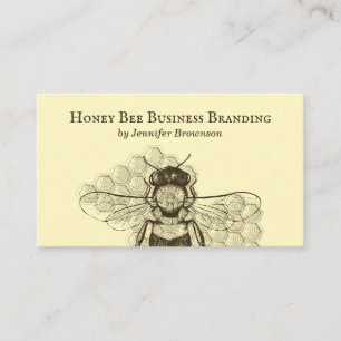 Gelbes einfaches Honigwaben-Bienen-Retro-Apiary Visitenkarte