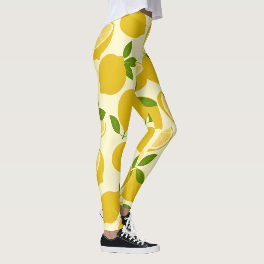 Gelbes einfaches Zitronenmuster Leggings (Rechts)