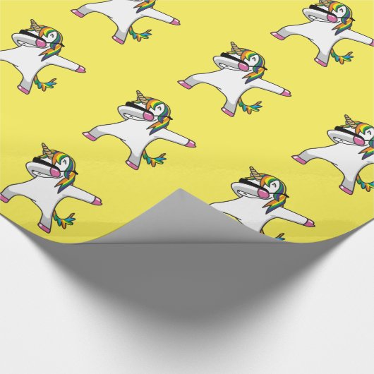 Gelbes Einhorn-Klecks-Packpapier Geschenkpapier (Ecke)