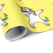 Gelbes Einhorn-Klecks-Packpapier Geschenkpapier (Rolleneckpunkt)