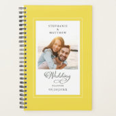 Gelbes, elbweißes Hochzeitsskript für benutzerdefi Planer (Vorderseite)