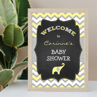 Gelbes Elefant Baby Dusche 8x10 Begrüßungszeichen Poster