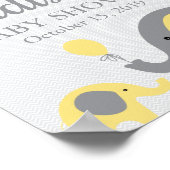 Gelbes Elefant Babydusche Begrüßungszeichen Poster (Ecke)
