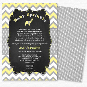 Gelbes Elefantenbaby Sprinkle, Babydusche Einladung
