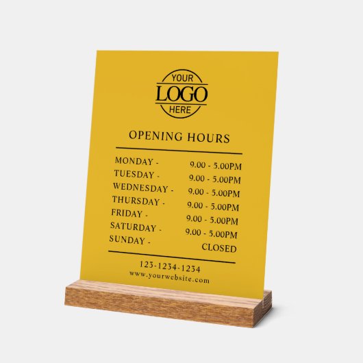 Gelbes Elegant Minimalistisch | Geschäftsöffnungsz Acrylschild (Winkel)