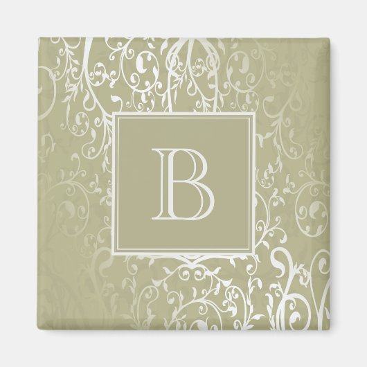 Gelbes Elegant-Monogram-Magnet Geblüht Magnet (Vorne)