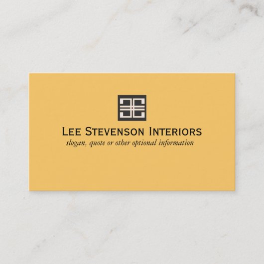 Gelbes elegantes geometrisches Innendesign Visitenkarte (Vorderseite)