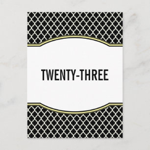Gelbes Elegantes Quartierblatt Tischnummer Postkar