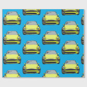 Gelbes Elektrofahrzeug SUV Auto blau Hintergrund Geschenkpapier (Flach)