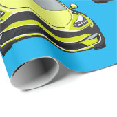 Gelbes Elektrofahrzeug SUV Auto blau Hintergrund Geschenkpapier (Rolleneckpunkt)