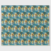 Gelbes Entenlein mit einer Spielzeug-Gummihaube Geschenkpapier (Flach)