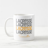 Gelbes erschüttertes Lacrosse Word Kaffeetasse (Links)