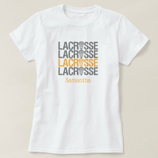 Gelbes erschüttertes Lacrosse Word T-Shirt (Design vorne)