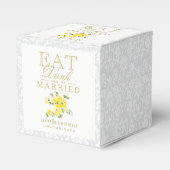 Gelbes Essen, Trinken und Verheiratet Hochzeit sei Geschenkschachtel (Vorderseite)