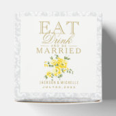 Gelbes Essen, Trinken und Verheiratet Hochzeit sei Geschenkschachtel (Oben)