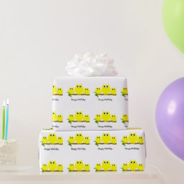 Gelbes Eulen-Design Geburtstagsgeschenk Geschenkpapier
