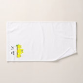Gelbes Eulen-Design mit Monogramm Badhandtuch Set (Handtuch)