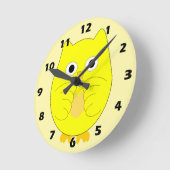Gelbes Eulendesign Runde Wanduhr (Winkel)