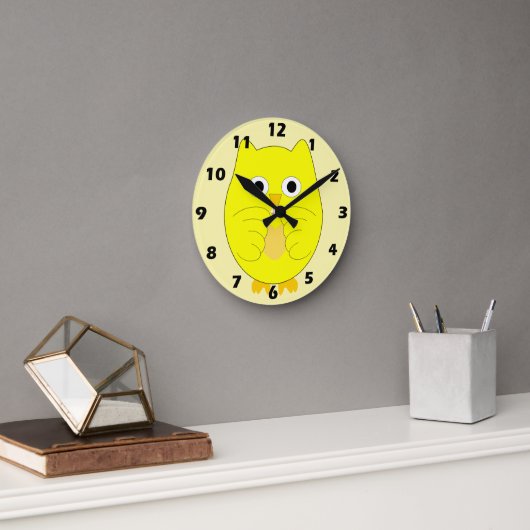 Gelbes Eulendesign Runde Wanduhr (Büro)