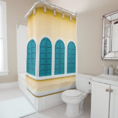 Gelbes europäisches Gebäude Außenbereich Duschvorhang (Beispiel)