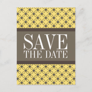 Gelbes Extravagantes Gitter Save the Date Postkart Ankündigungspostkarte