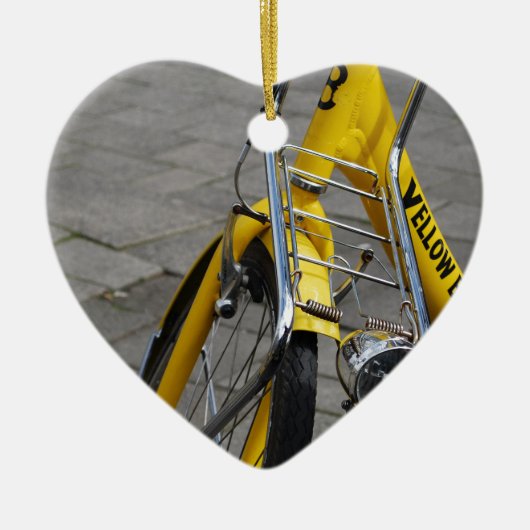 Gelbes Fahrrad Amsterdam Keramik Ornament (Vorne)