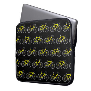 Gelbes Fahrrad auf Schwarz Laptopschutzhülle