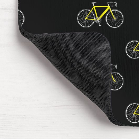 Gelbes Fahrrad auf schwarz Mousepad (Ecke)
