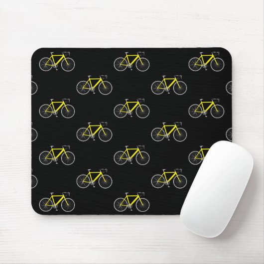 Gelbes Fahrrad auf schwarz Mousepad (Mit Mouse)