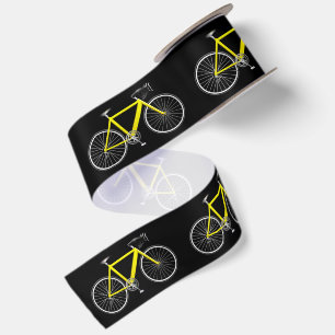 Gelbes Fahrrad auf Schwarz  Satinband