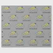 Gelbes Fahrrad mit Text des Zykologen auf Grau Geschenkpapier (Flach)