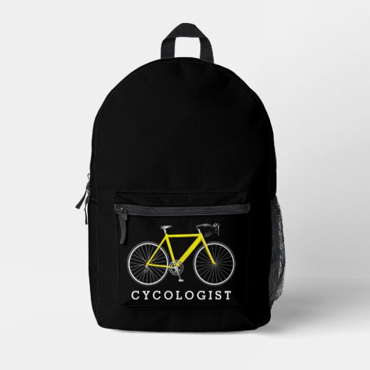 Gelbes Fahrrad mit Text des Zykologen Bedruckter Rucksack (Vorderseite)