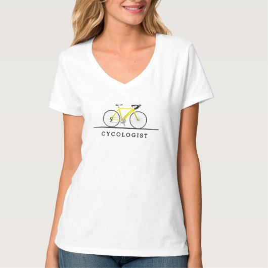 Gelbes Fahrrad mit Zykologistext T-Shirt (Vorderseite)