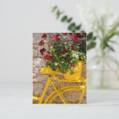 Gelbes Fahrrad Postkarte (Stehend Vorderseite)