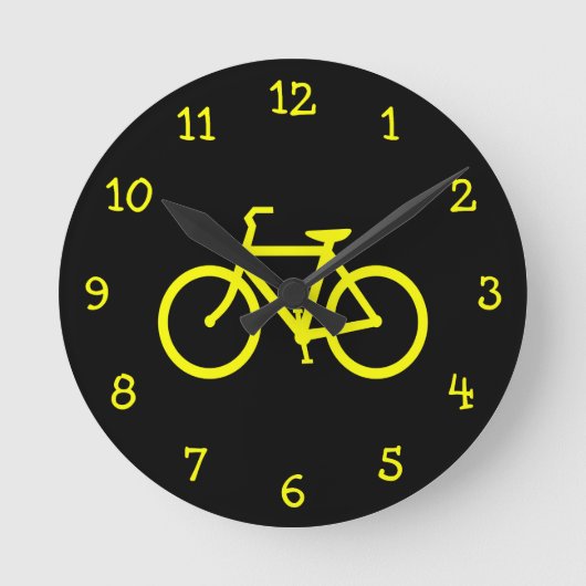 Gelbes Fahrrad Runde Wanduhr (Vorderseite)