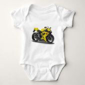 Gelbes Fahrrad Suzukis GSX-R600 Baby Strampler (Vorderseite)