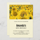 Gelbes Feld der Sonnenblumen Geburtstag Einladung (Vorne/Hinten)