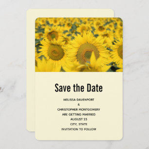 Gelbes Feld der Sonnenblumen Hochzeit Save The Date