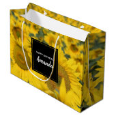 Gelbes Feld von Sonnenblumen Fotografie Große Geschenktüte (Vorderseite Schrägansicht)