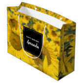 Gelbes Feld von Sonnenblumen Fotografie Große Geschenktüte (Rückseite Schrägansicht)