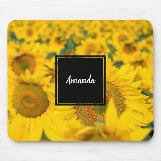 Gelbes Feld von Sonnenblumen Fotografie Mousepad (Vorne)