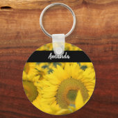 Gelbes Feld von Sonnenblumen Fotografie Schlüsselanhänger (Vorderseite)