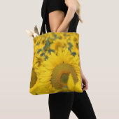 Gelbes Feld von Sonnenblumen Fotografie Tasche (Von Nahem)